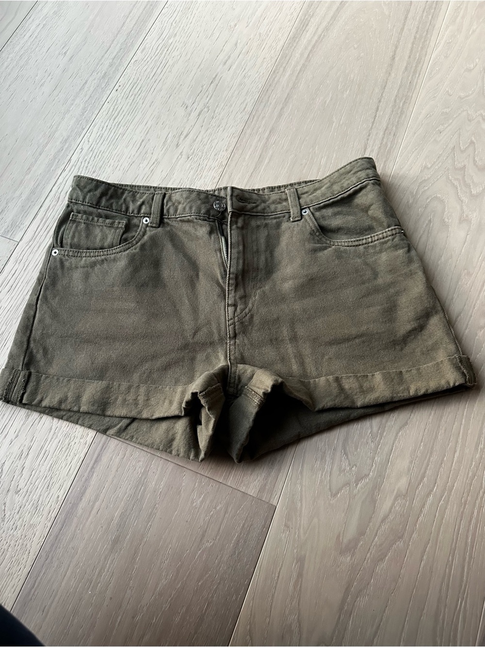 Olive Green Women's Denim Shorts